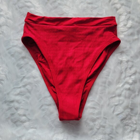 L*Space Red  Bikini Bottom Women's Small Ribbed Swimwear by Revolve NWT - Picture 1 of 5